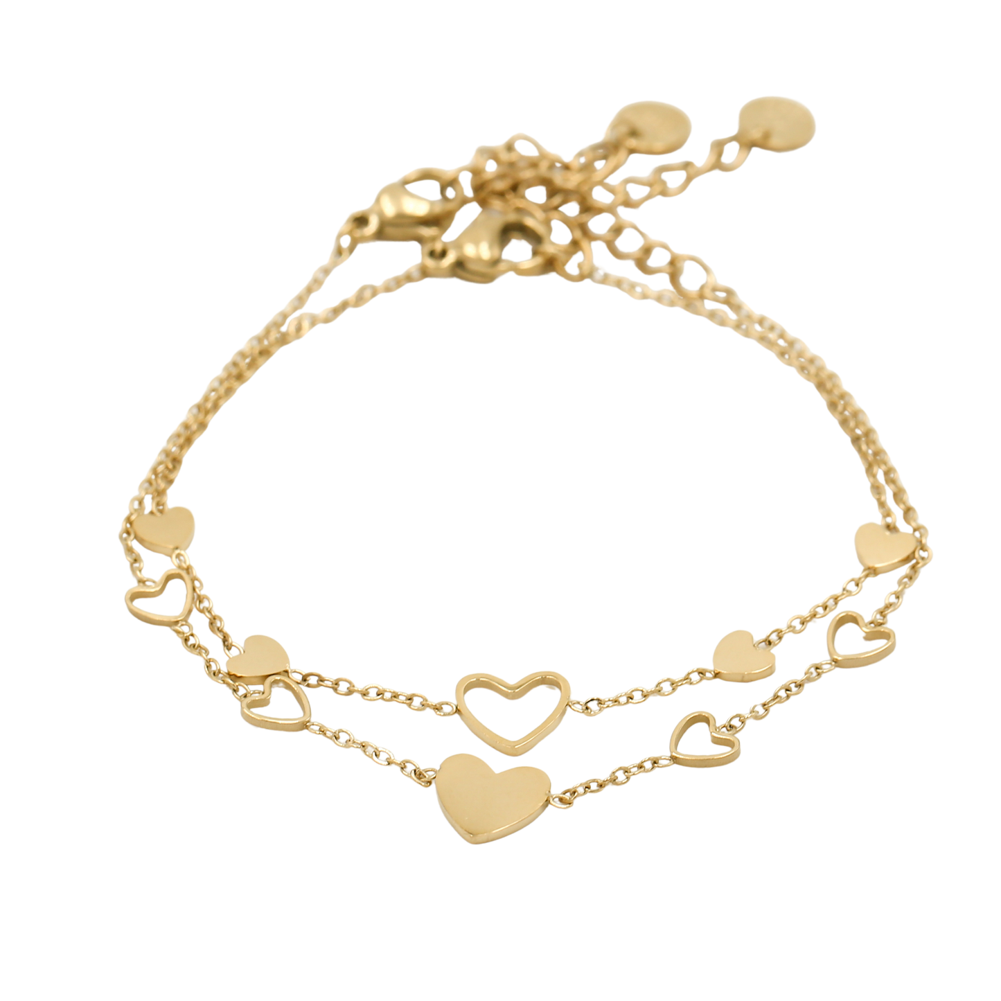 Set van 2 gouden armbanden met harten – Forever Connected collectie