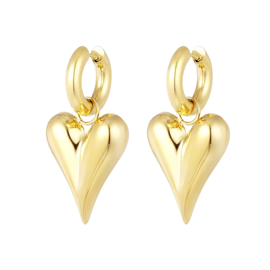 Gouden hartvormige oorbellen van stainless steel – Gigi model
