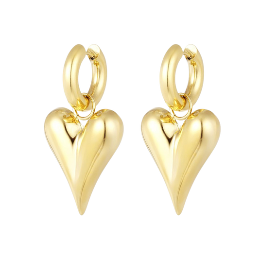 Gouden hartvormige oorbellen van stainless steel – Gigi model
