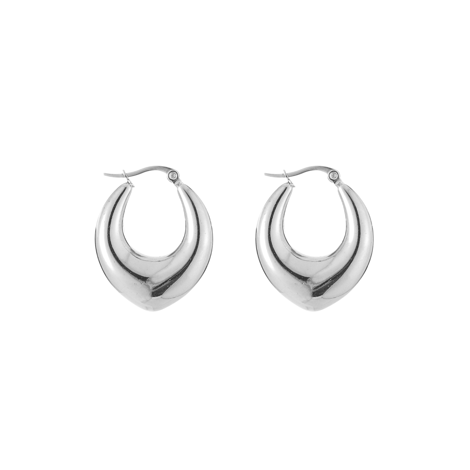 Statement oorbellen met ronde curvevorm van stainless steel