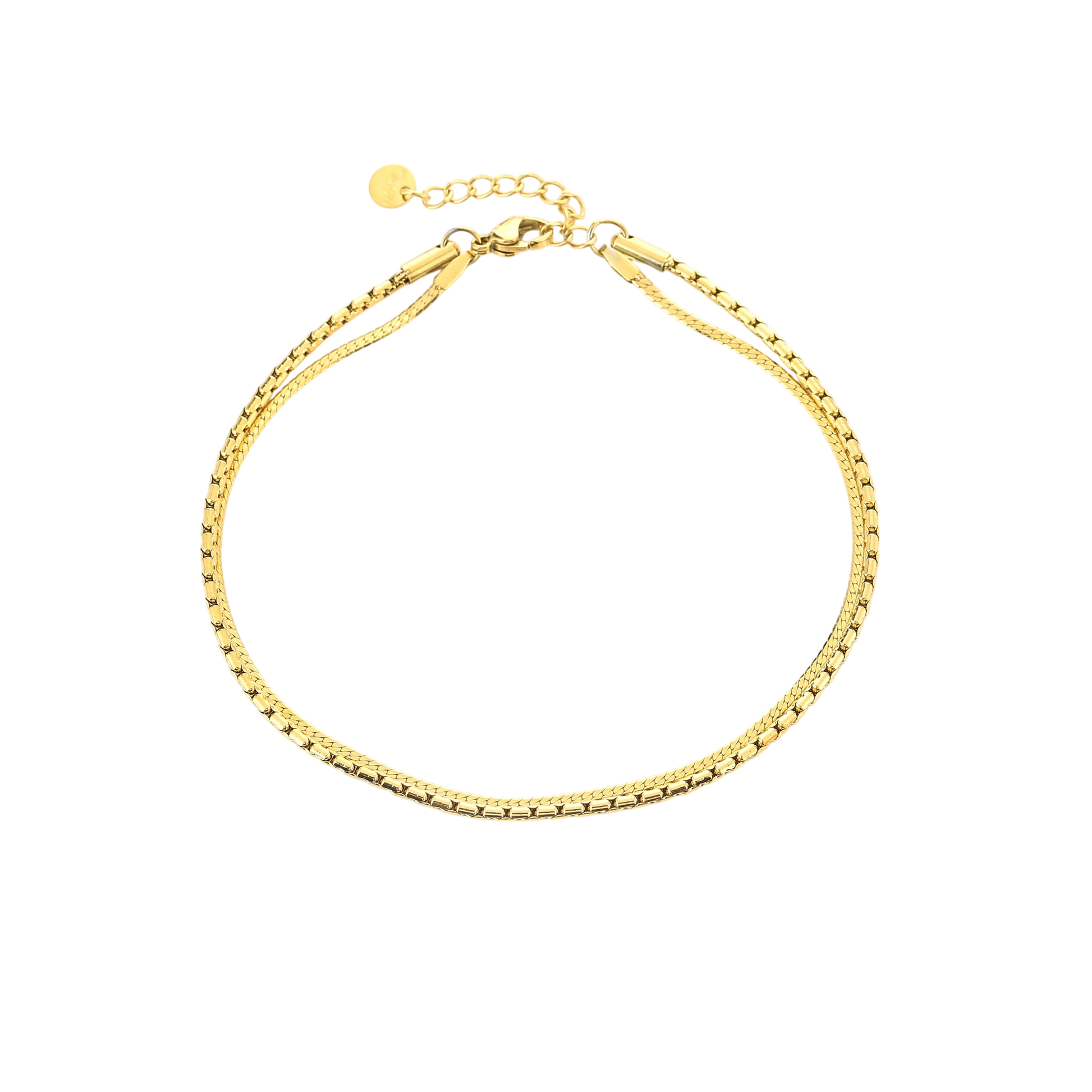 Goudkleurig enkelbandje met dubbele box chain