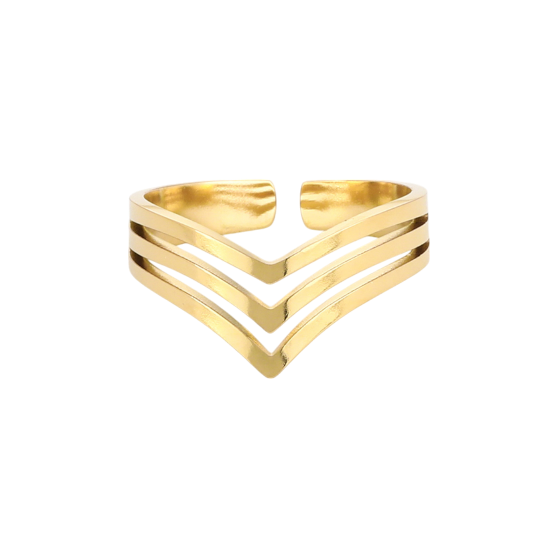 Verstelbare V-vormige ring met strak design van stainless steel