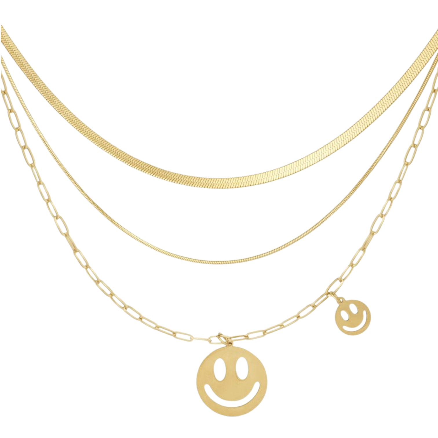 Happy Vibes Ketting met meerdere lagen en twee smiley bedels