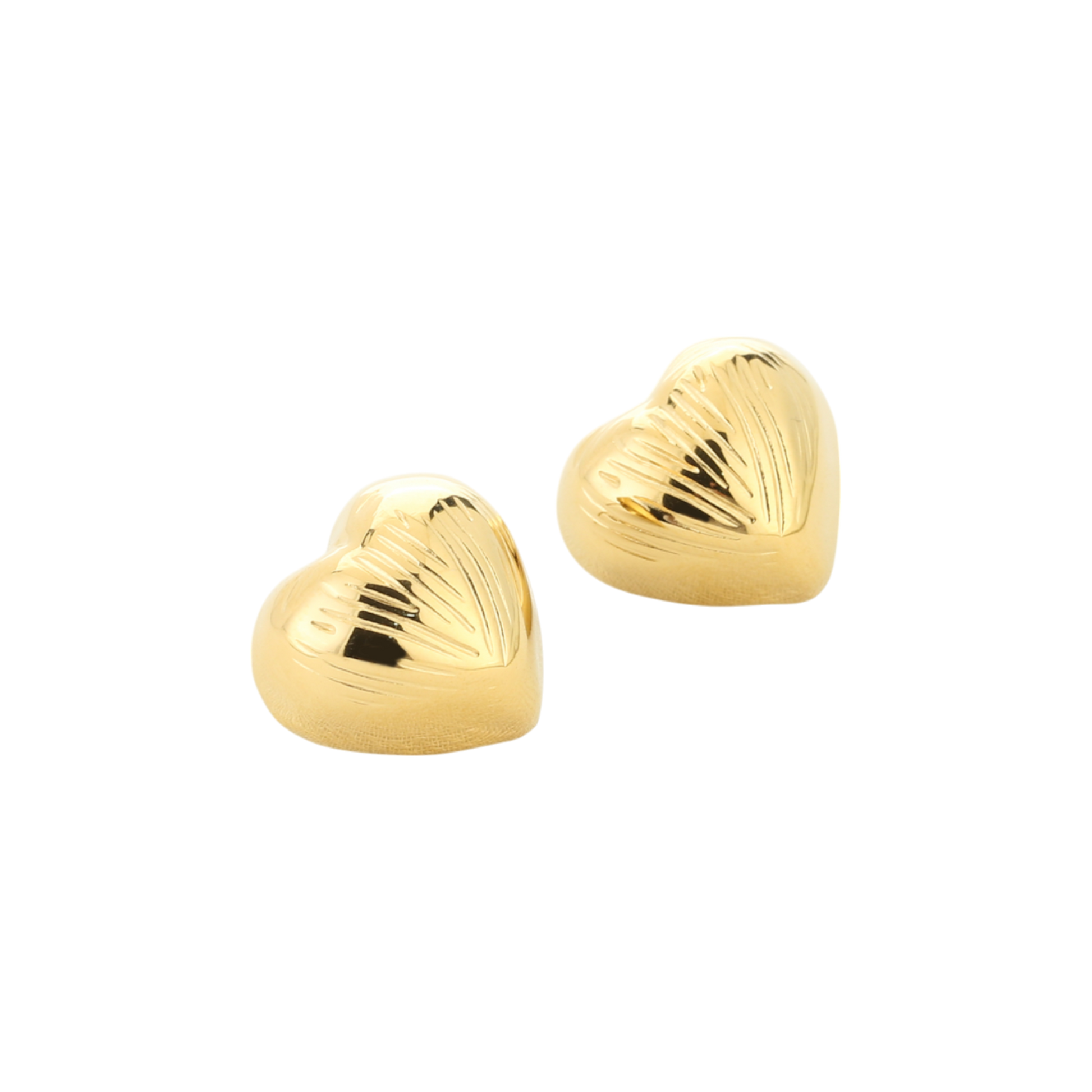 Hartvormige oorstekers met fijne gravure van stainless steel