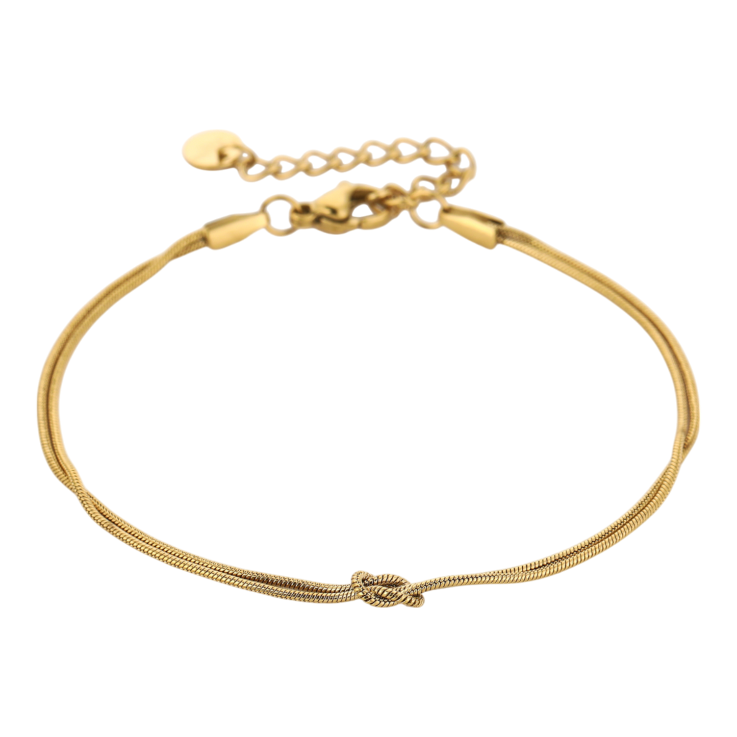 Fijne armband met dubbele ketting en knoopdetail van stainless steel