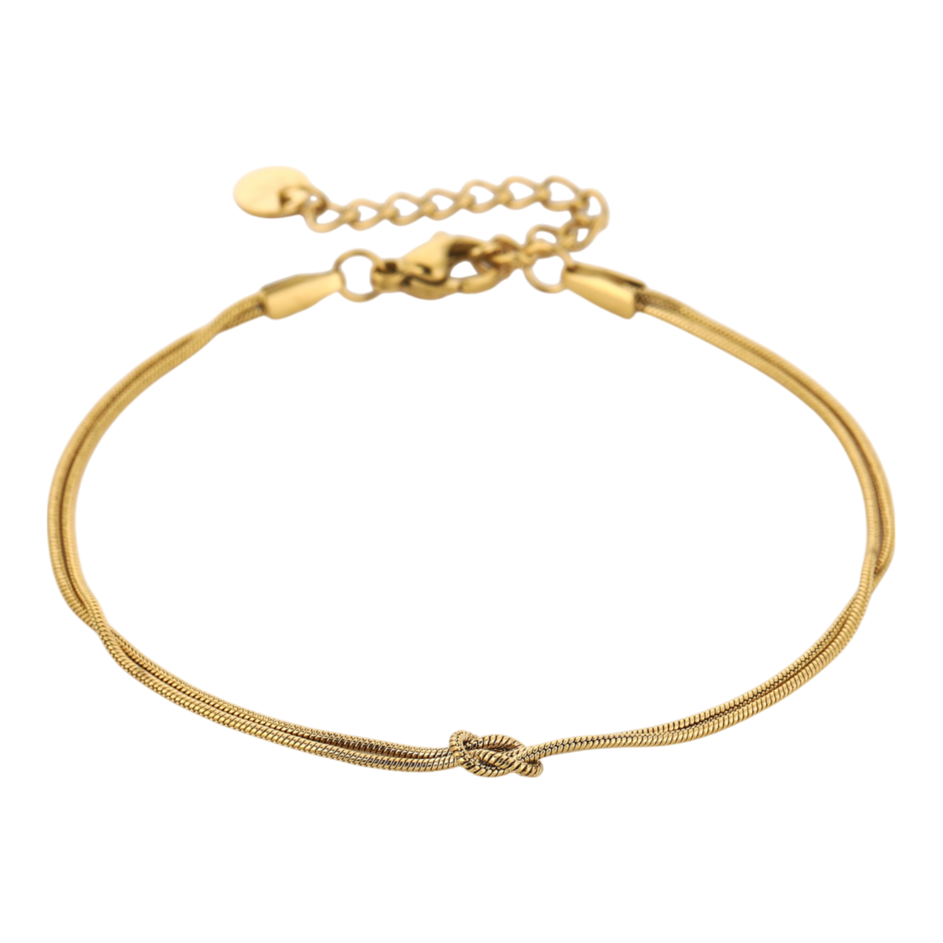 Fijne armband met dubbele ketting en knoopdetail van stainless steel