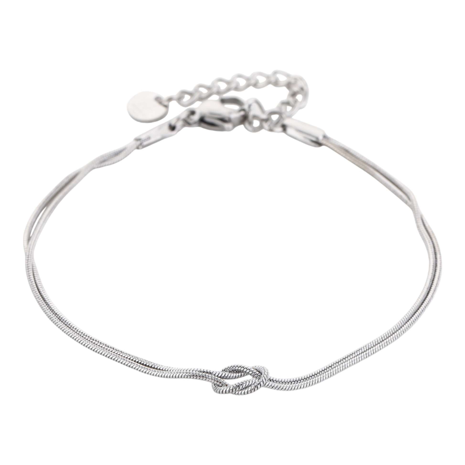 Fijne armband met dubbele ketting en knoopdetail van stainless steel