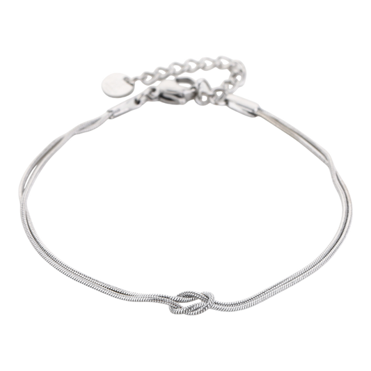 Fijne armband met dubbele ketting en knoopdetail van stainless steel