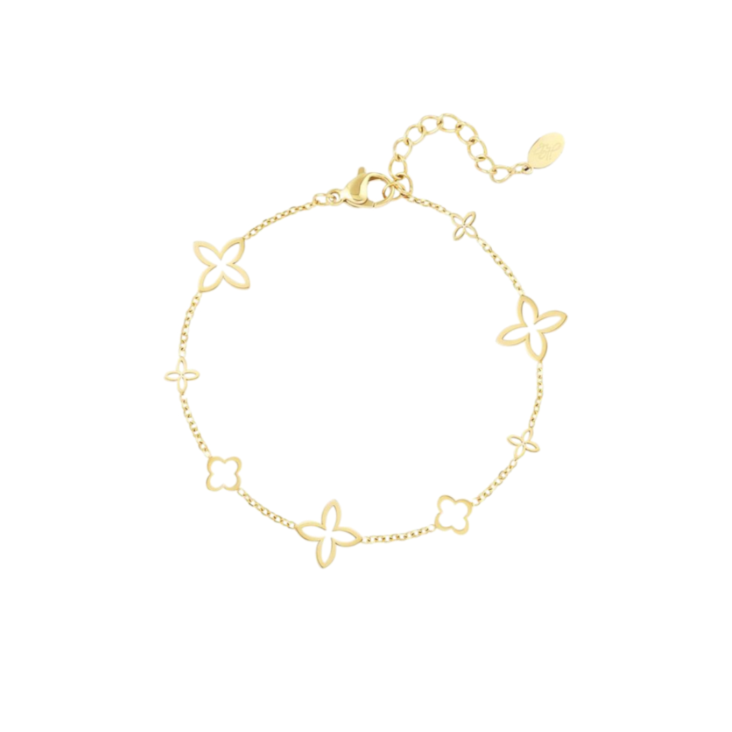 Armband met meerdere klavertjesvier van stainless steel