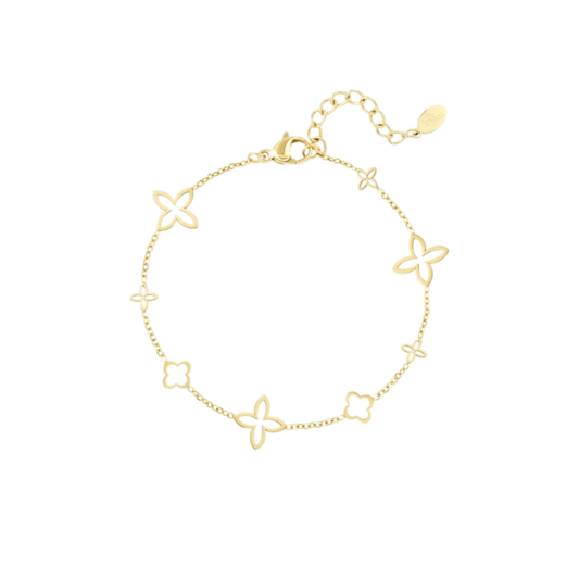 Armband met meerdere klavertjesvier van stainless steel