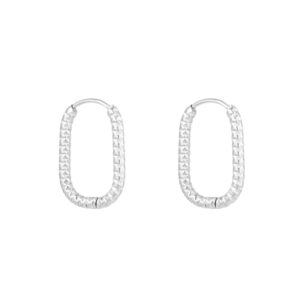 Ovale oorbellen met gehamerd reliëf in modern design
