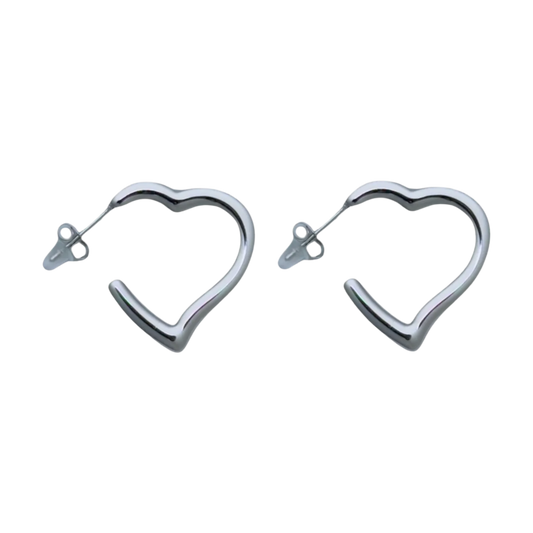 Oorbellen met open hartvorm van stainless steel