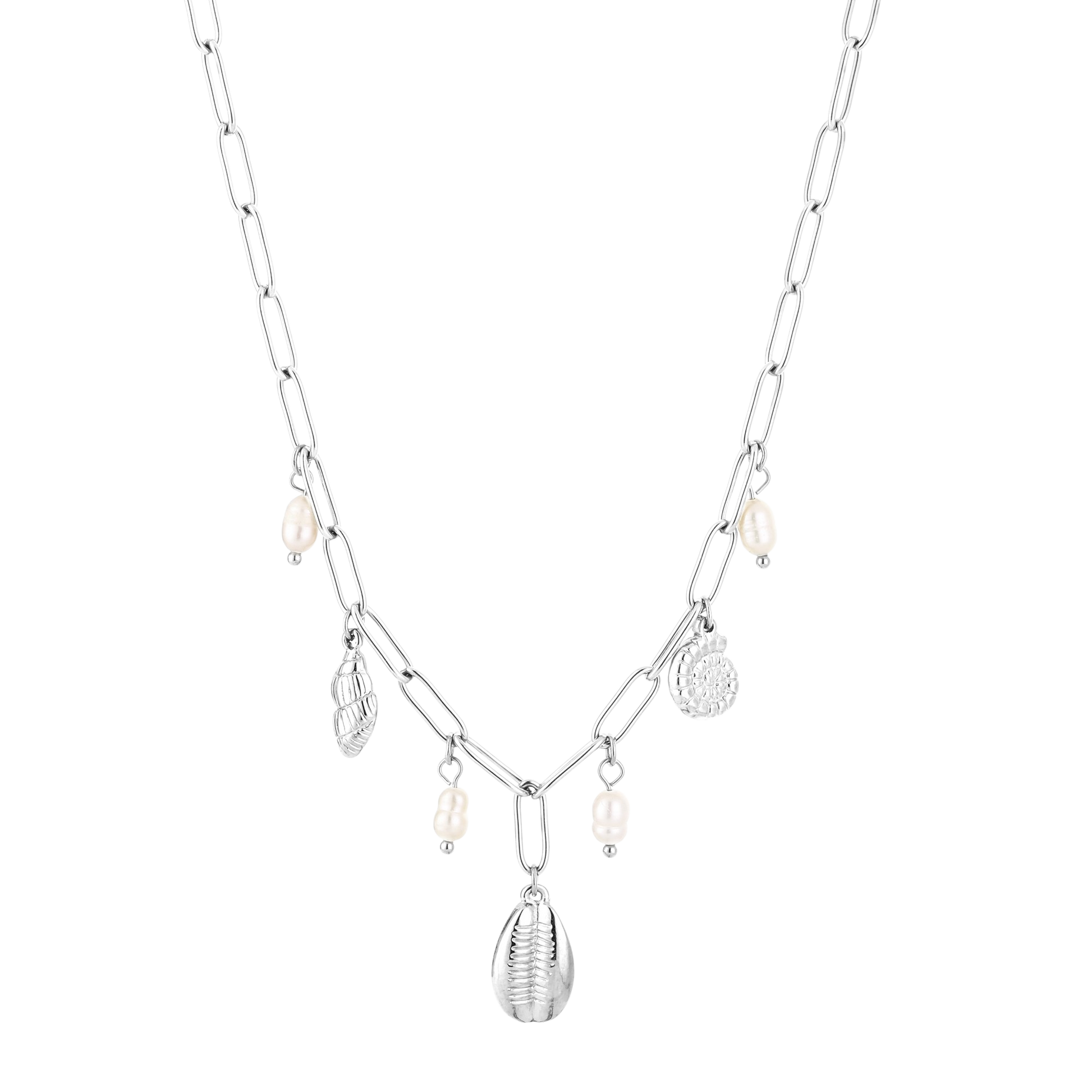 Ketting met schelpen, parels en schakelhanger – Shell Treasures van Priscious