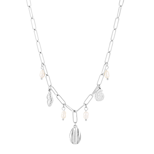 Ketting met schelpen, parels en schakelhanger – Shell Treasures van Priscious