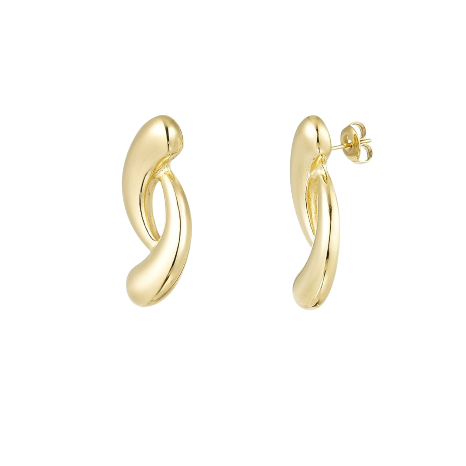 Soft Curve Earrings in goudkleur – gebogen oorbellen van stainless steel
