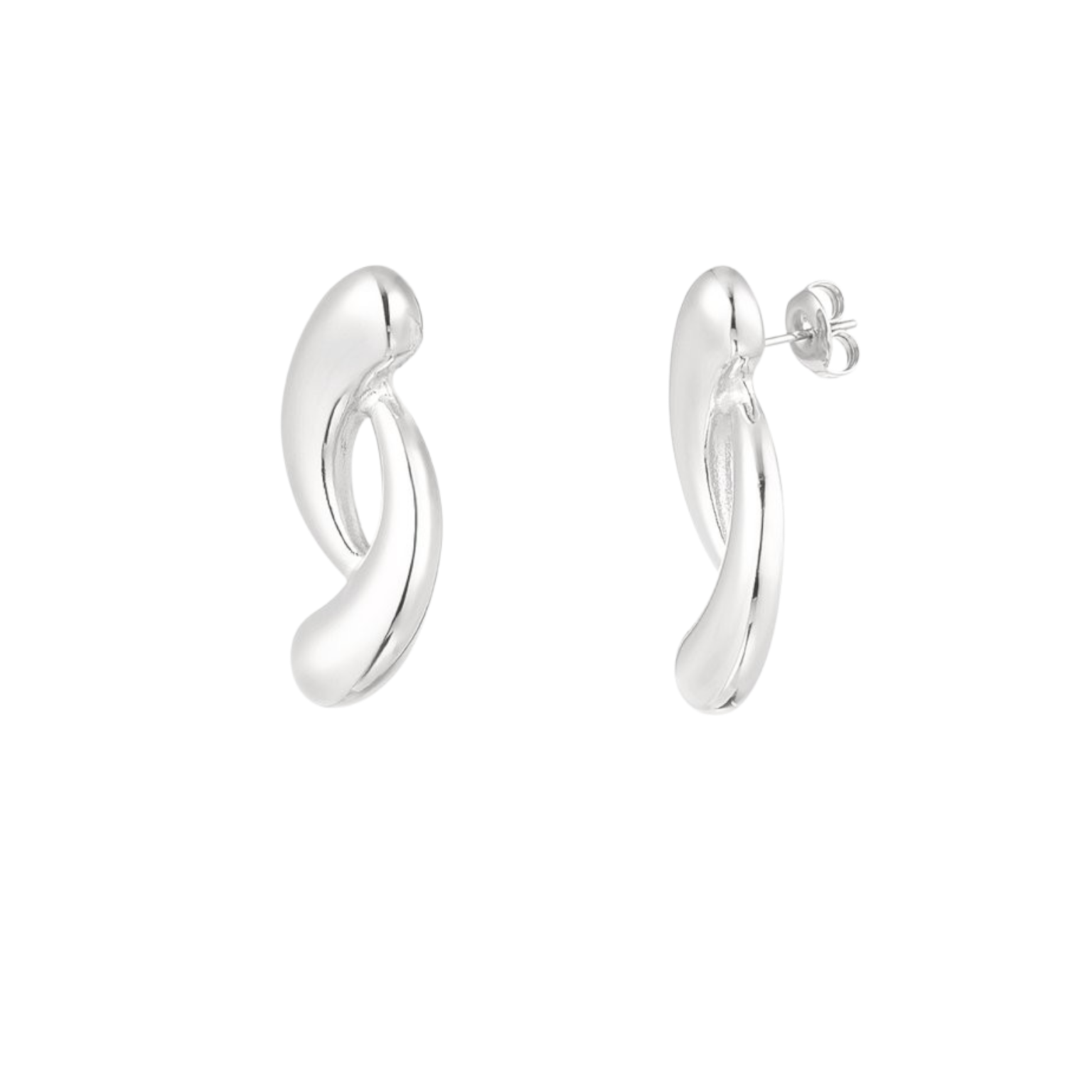 Soft Curve Earrings in zilver – gebogen oorbellen van stainless steel