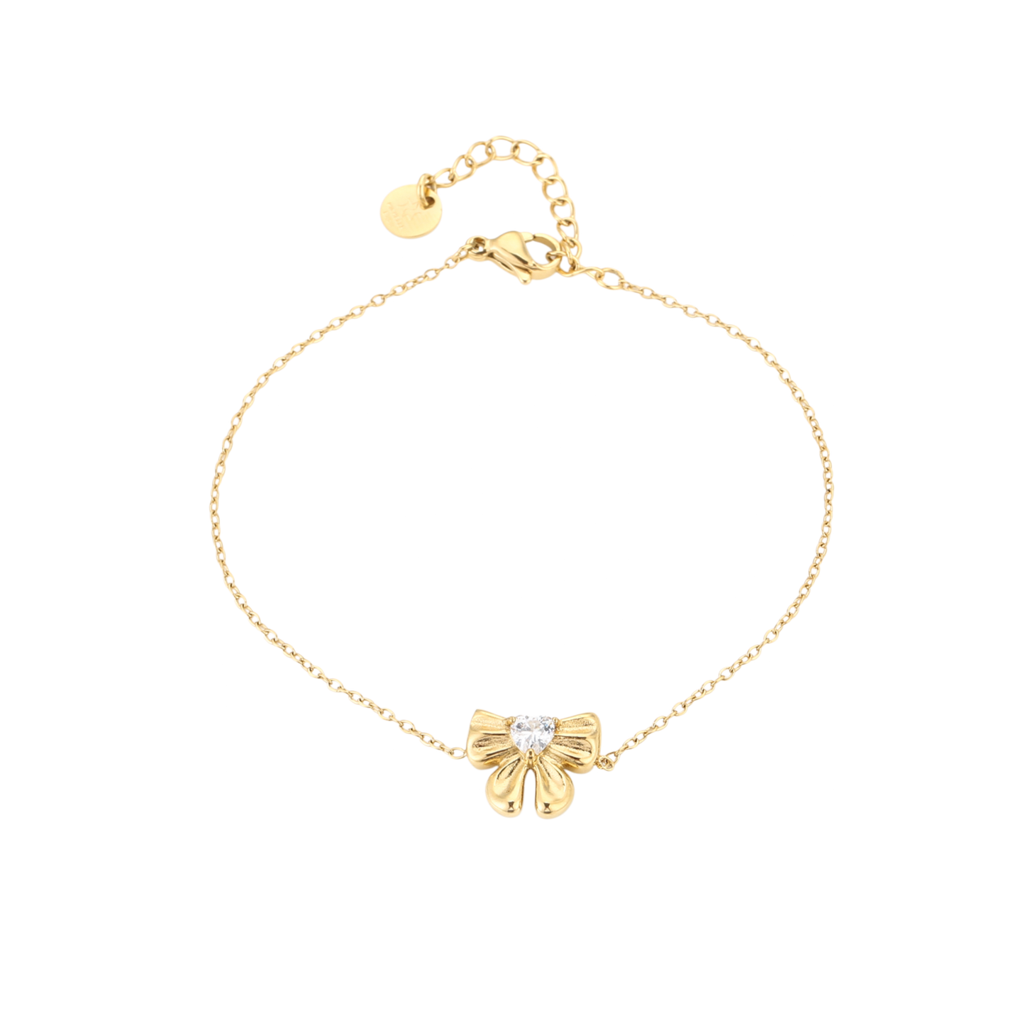 Stainless steel armband met strik en zirkonia steen