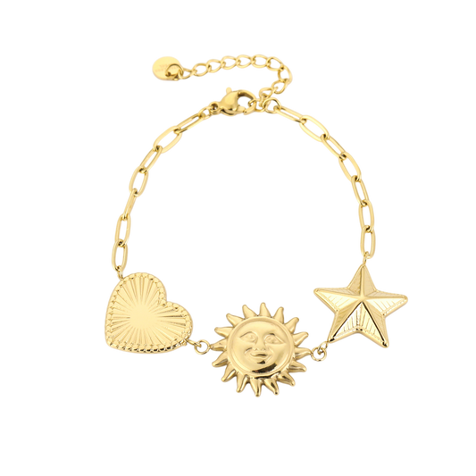Golden Sun, Star & Heart Armband