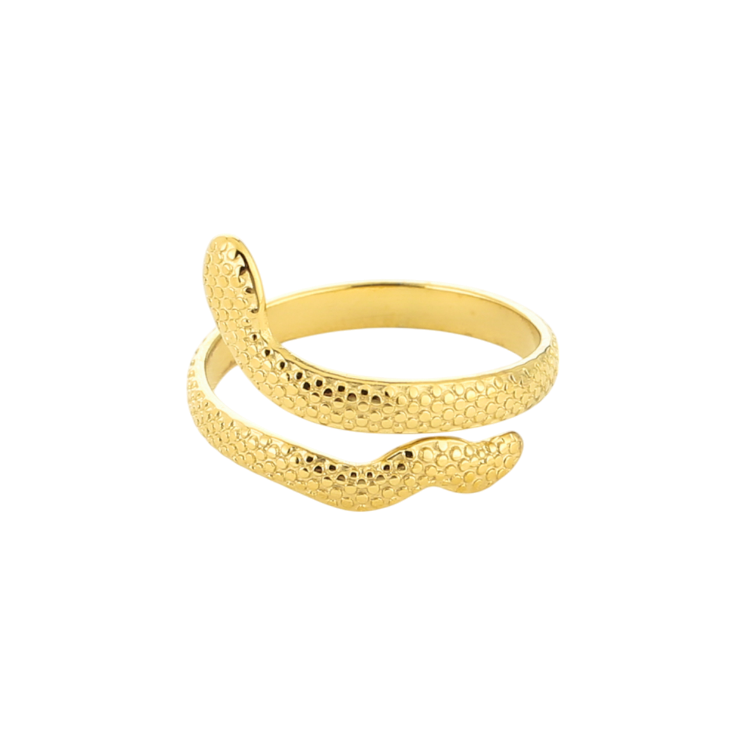 Ring met slangenstructuur in goudkleur van stainless steel