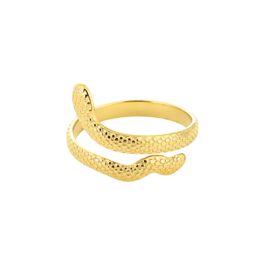 Ring met slangenstructuur in goudkleur van stainless steel