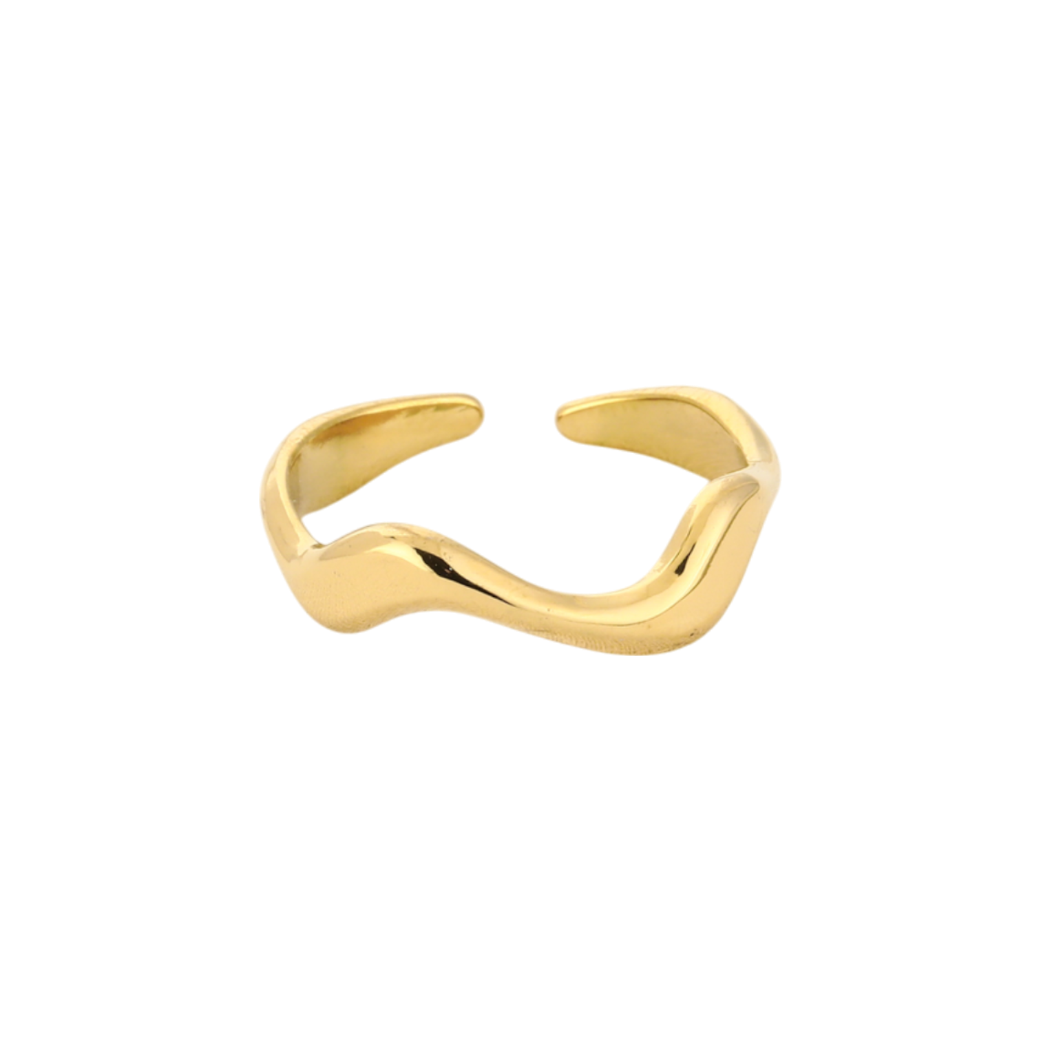 gouden verstelbare ring met golvend design van stainless steel