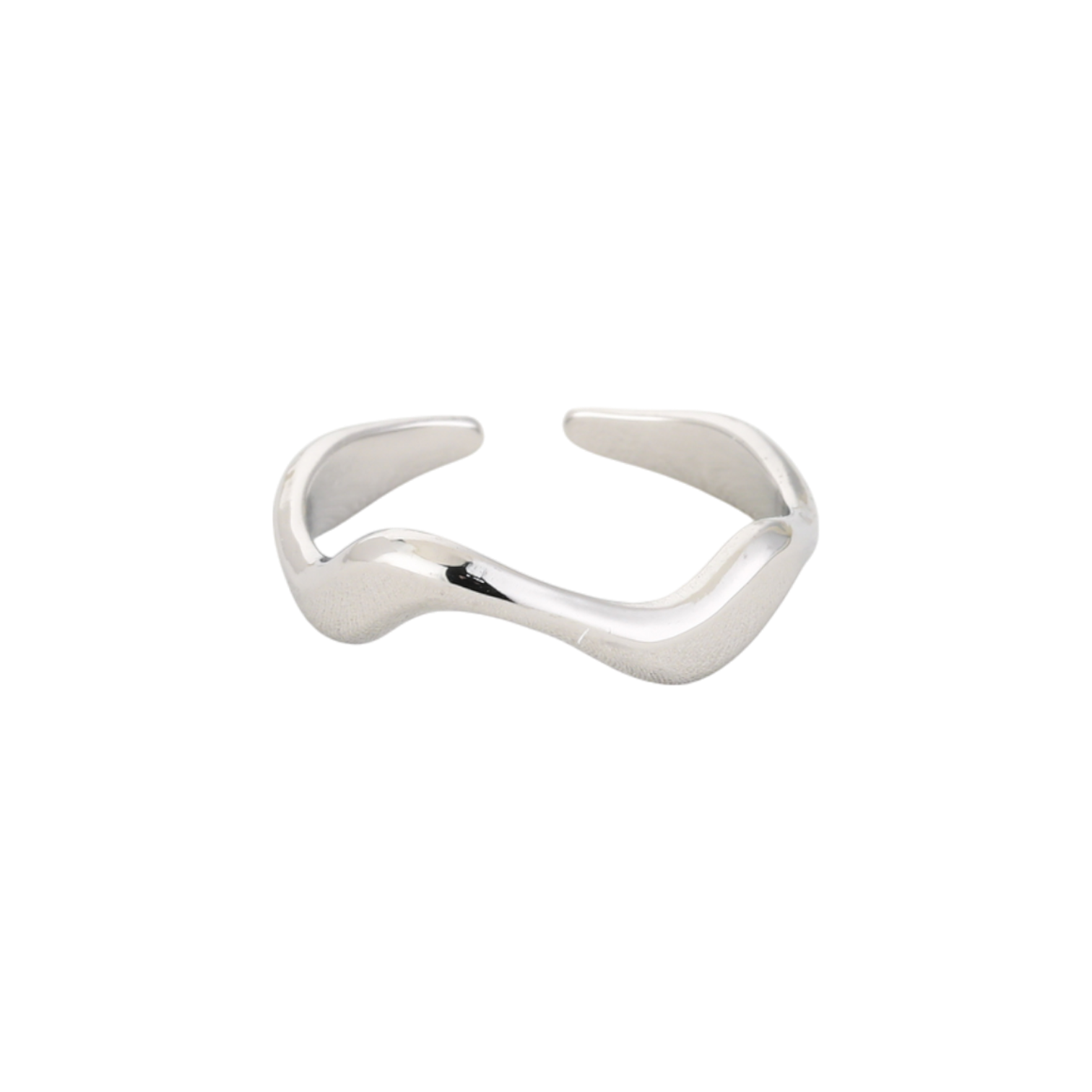 Zilveren verstelbare ring met golvend design van stainless steel