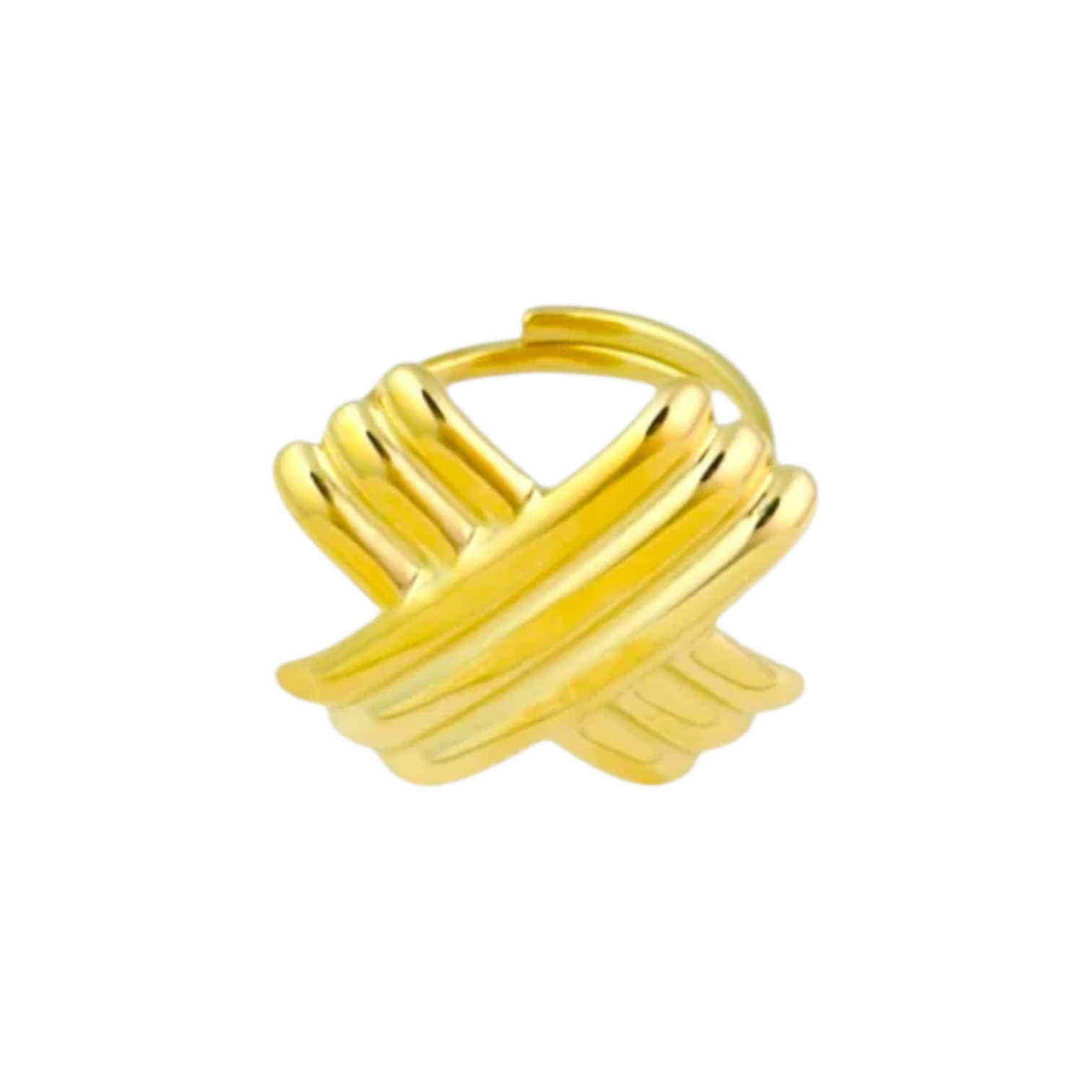 Gouden gevlochten ring van stainless steel