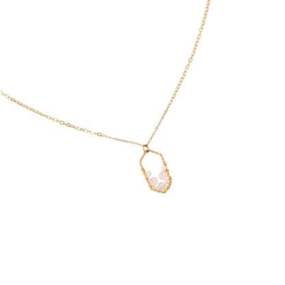 Rosy Gem Hexagon Ketting