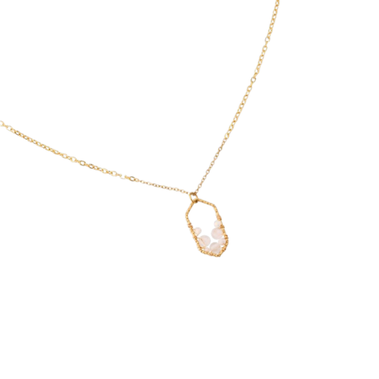 Rosy Gem Hexagon Ketting