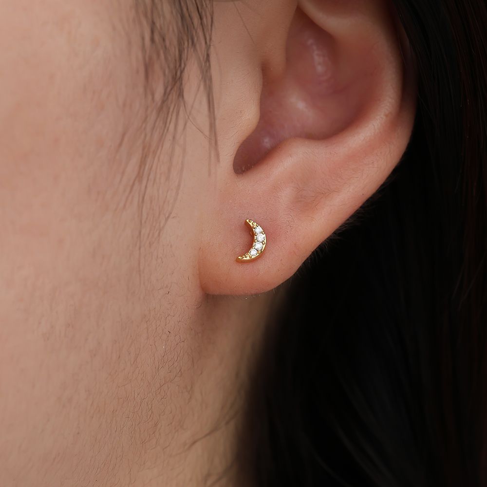Moonlight Crescent Studs