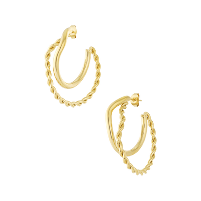 Twisted Double Hoops Oorbellen