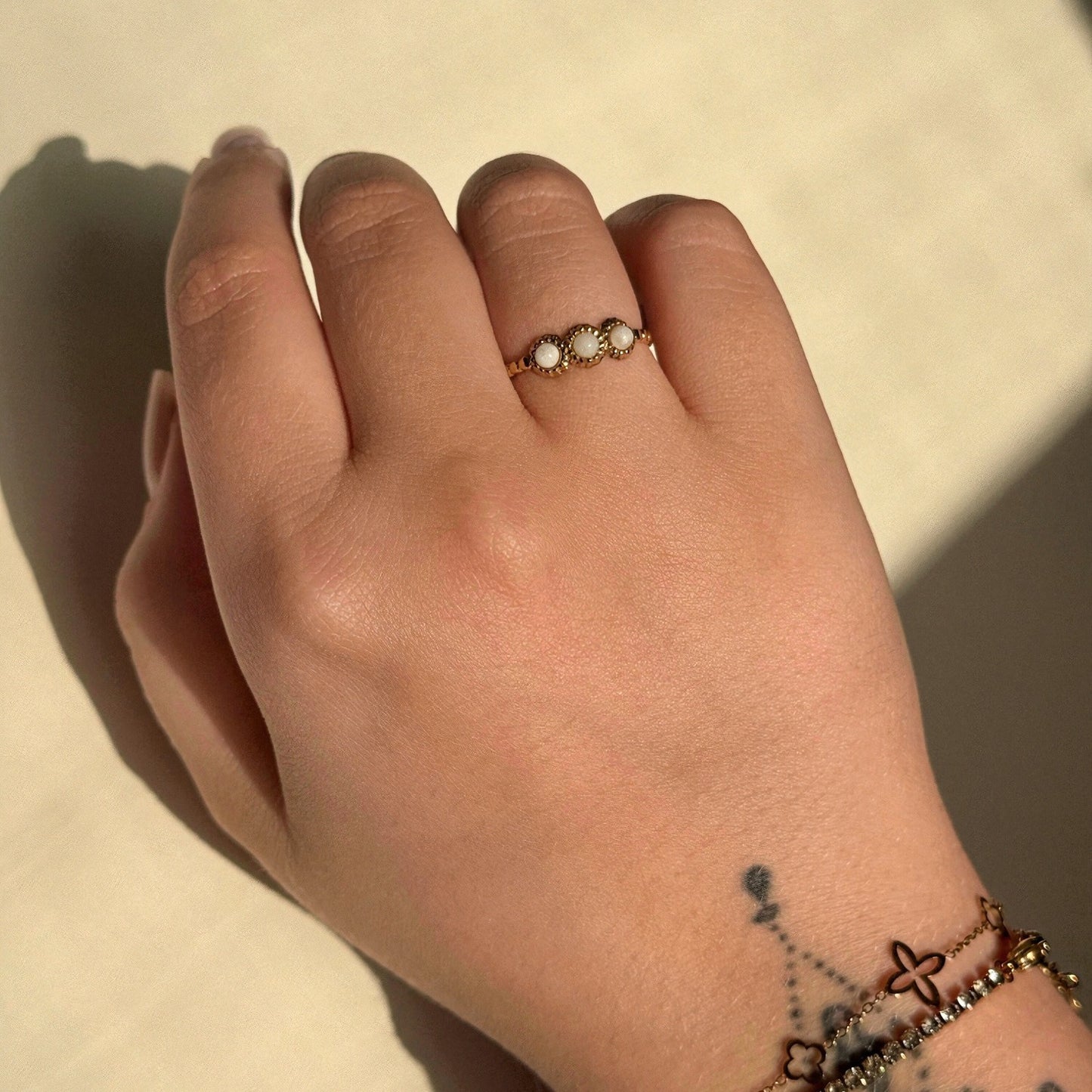 Triple Pearl Ring