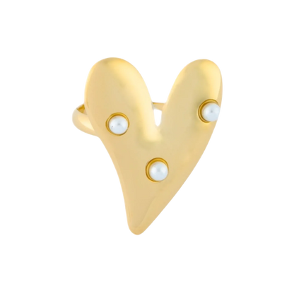 Bold Pearl Heart Ring