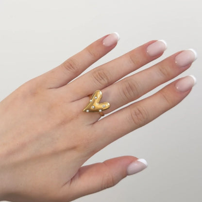 Small Pearl Heart Ring