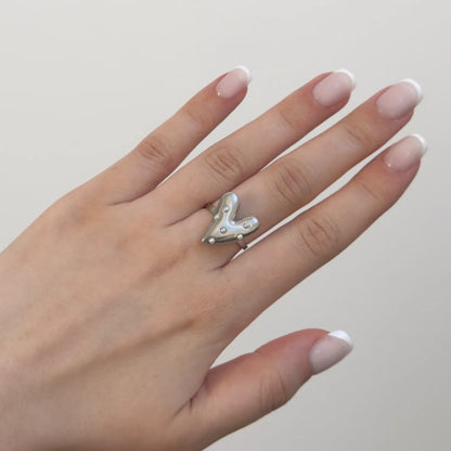 Small Pearl Heart Ring