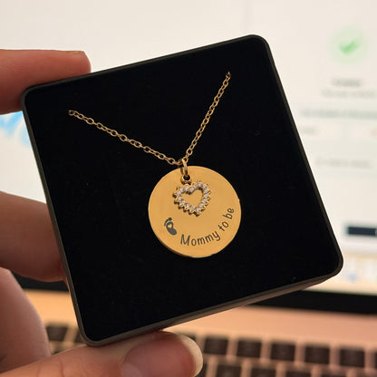 Engraved Coin Heart Ketting