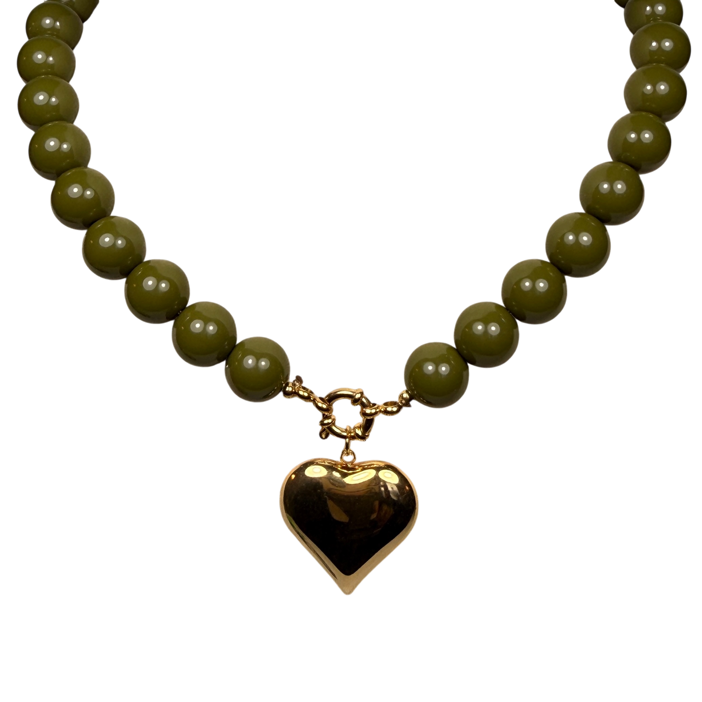 Olive Heart Beads Ketting