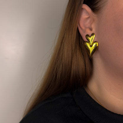 Double Heart Studs