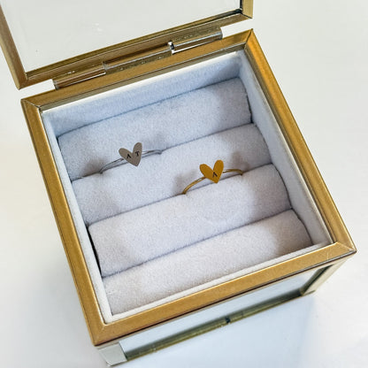 Engraved Initial Heart Ring