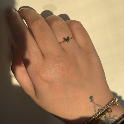 Engraved Initial Heart Ring
