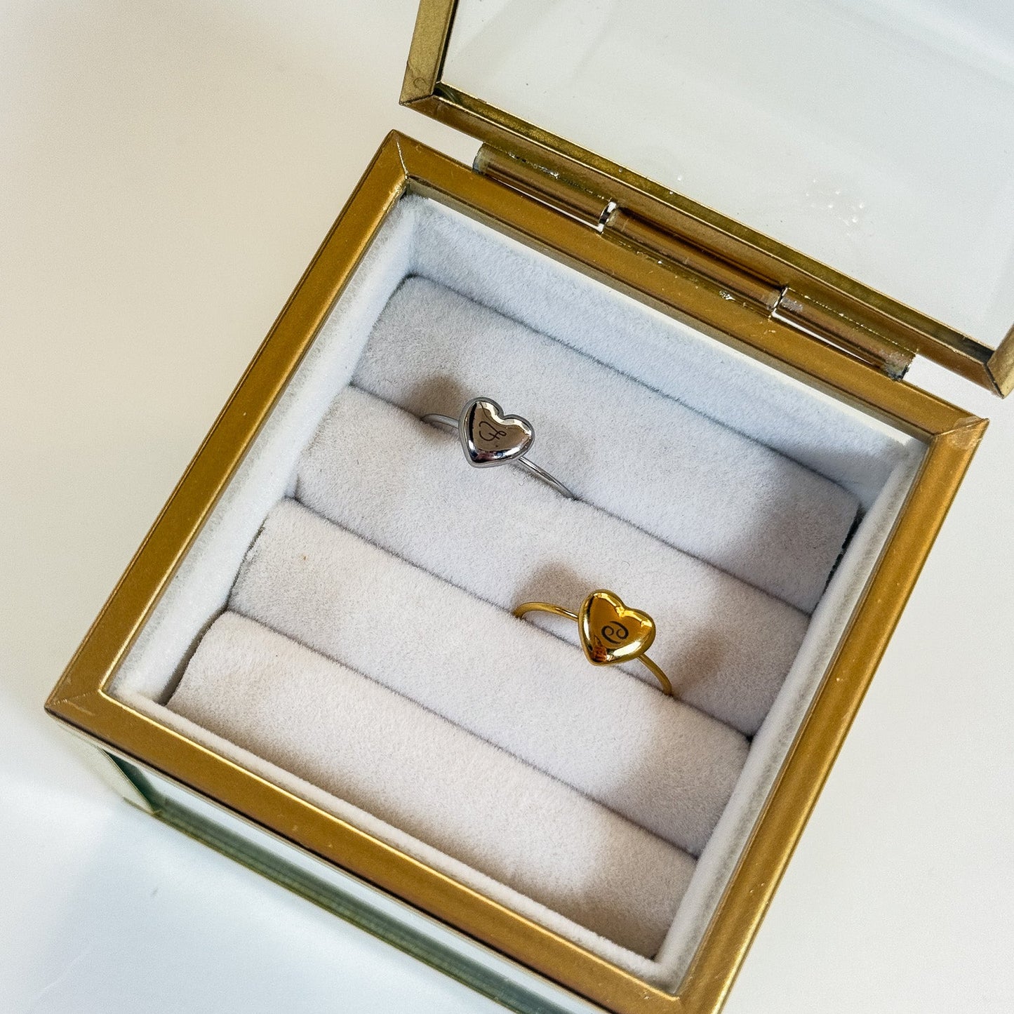 Engraved Bubble Heart Ring