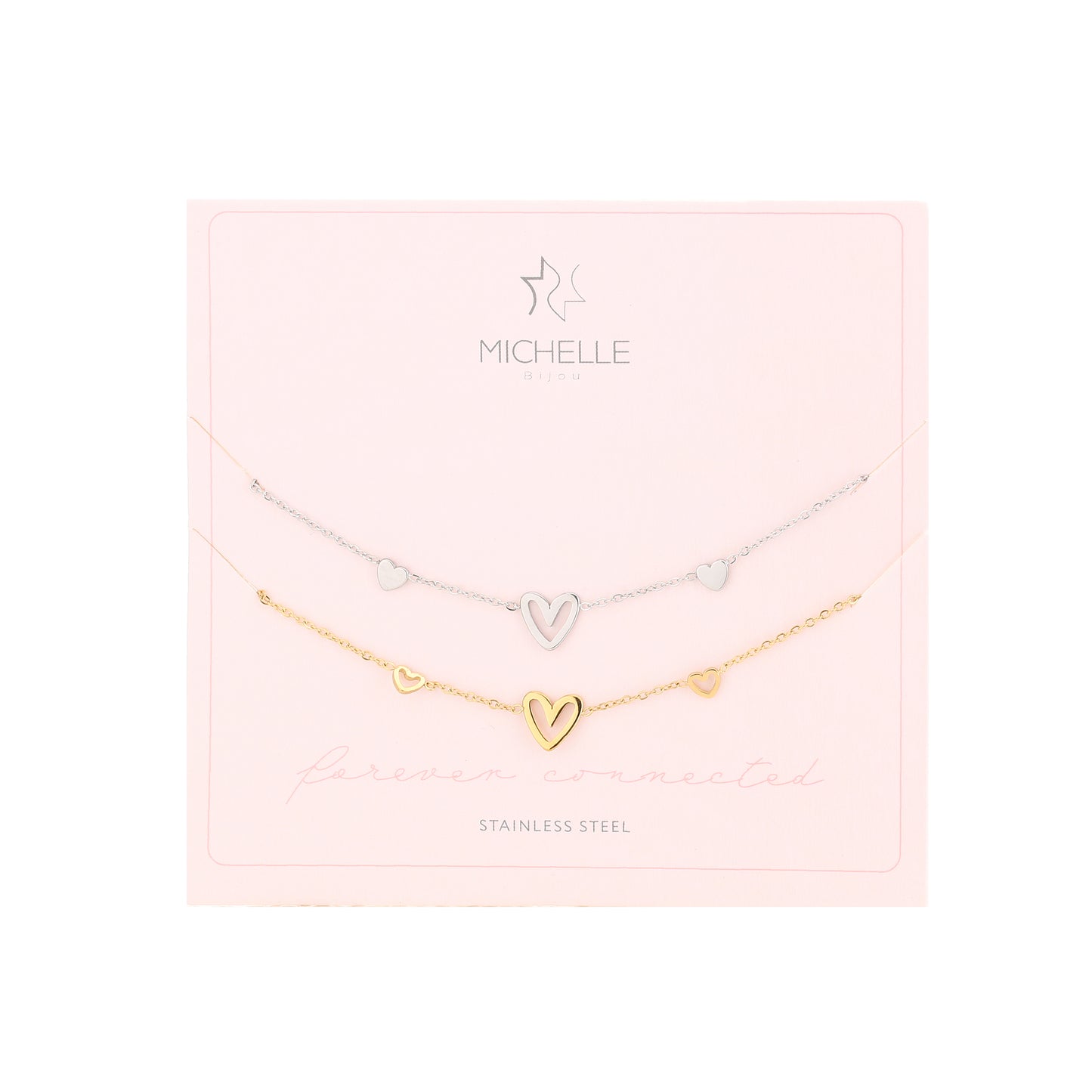 Gouden en zilveren armbanden set – Always Together – Forever Connected