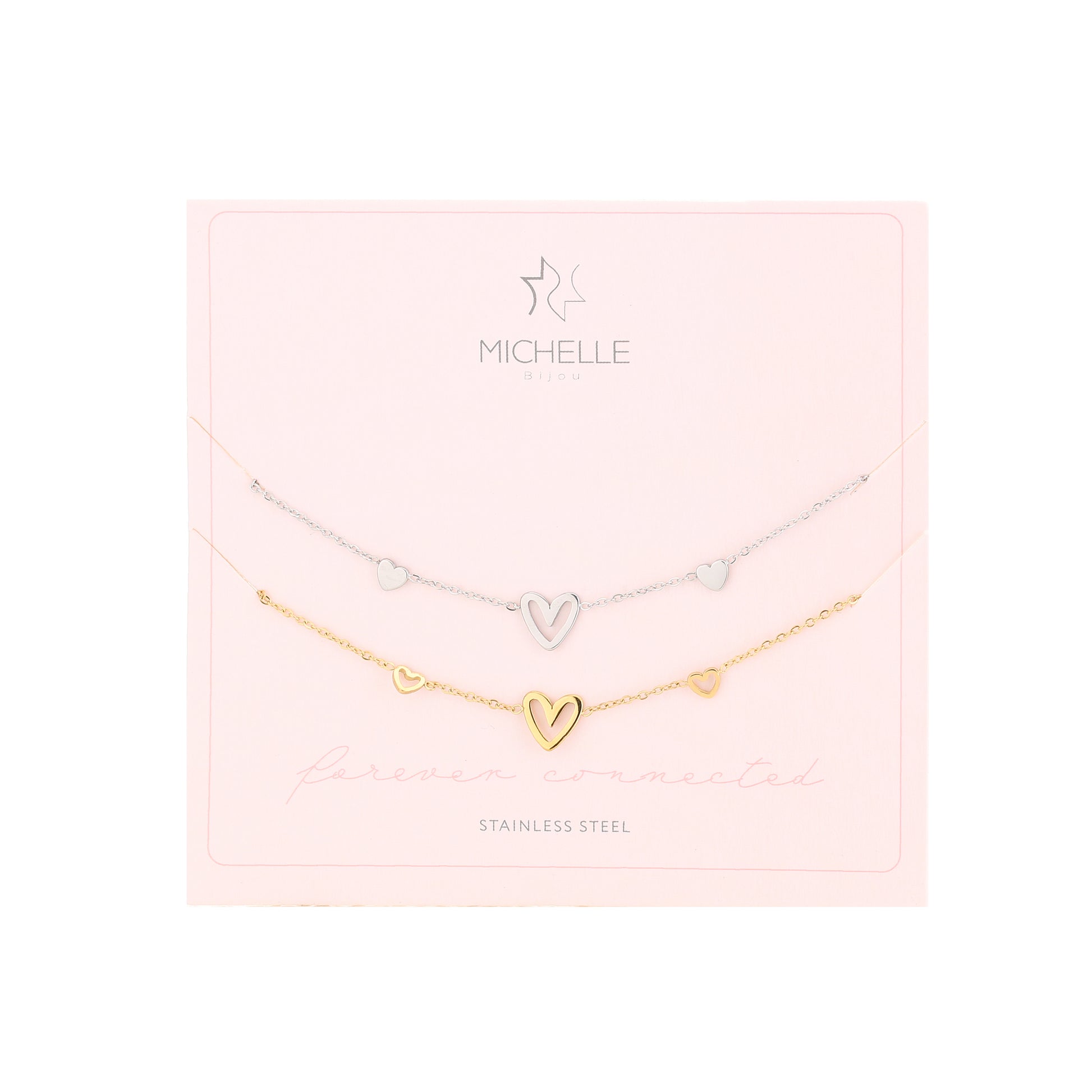 Gouden en zilveren armbanden set – Always Together – Forever Connected