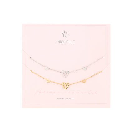 Gouden en zilveren armbanden set – Always Together – Forever Connected