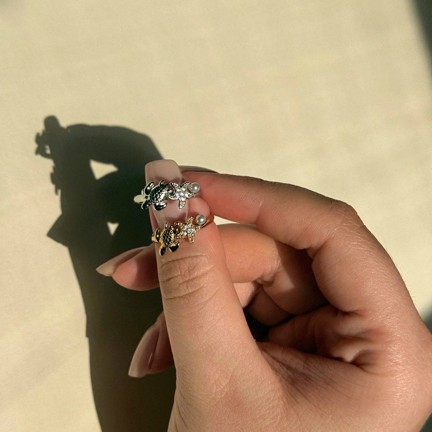 Ocean Pearl Turtle Ring