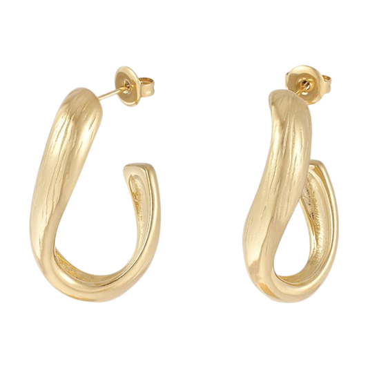 Gouden matte twisted hoepeloorbellen van stainless steel