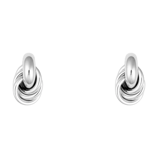 Zilveren twisted oorstekers met knoopvorm van stainless steel