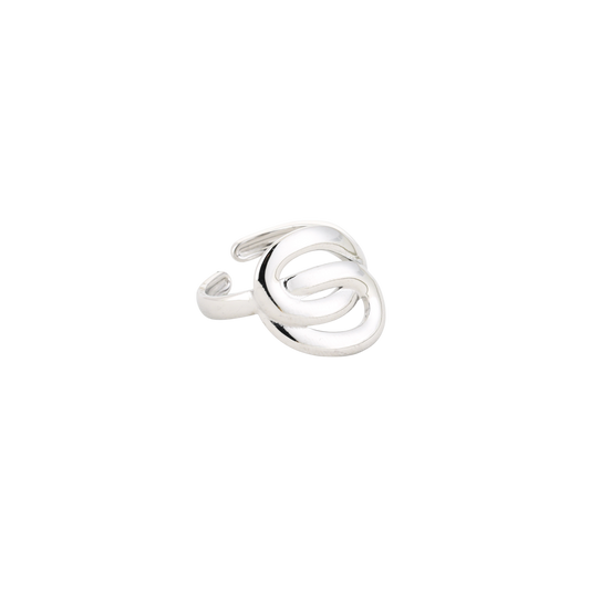 Verstelbare stainless steel ring met in elkaar grijpende vormen