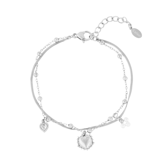 Sunny Heart Armband met zonvormig hartje en dubbele ketting