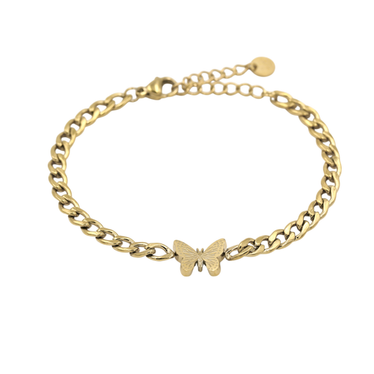 Armband met vlindervormige bedel van roestvrij staal